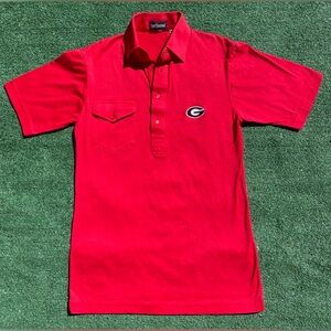 Vintage 70’s University Of Georgia Bulldogs UGA Pocket Polo Shirt Men’s Size XS